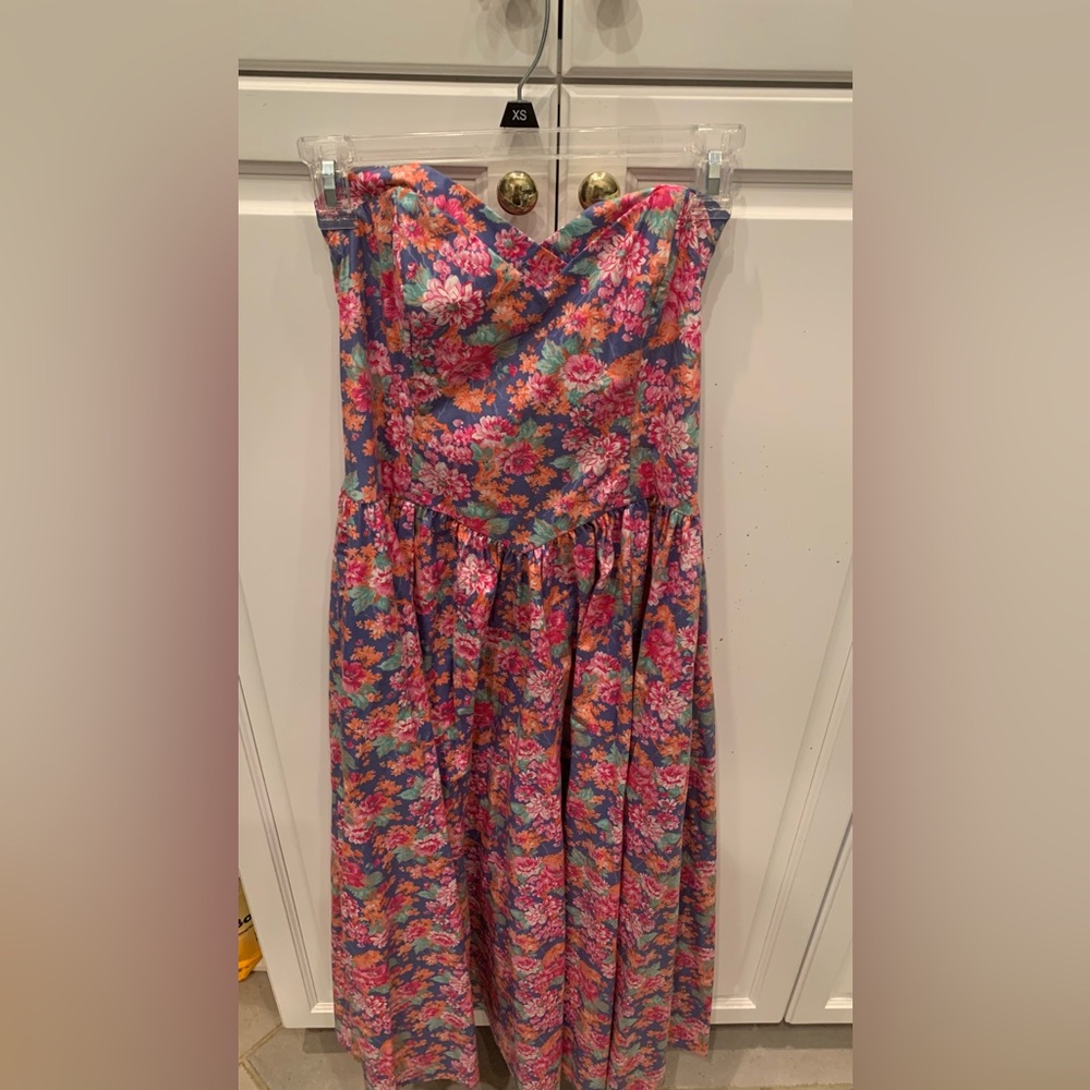 Vintage Laura Ashley 1989 Floral Strapless Cotton Perfect!